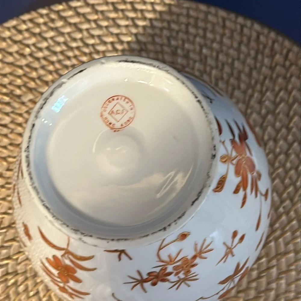 VINTAGE JAPANESE PORCELAIN WARE ACF FLORAL GINGER JAR HAND DECORATED HONG KONG